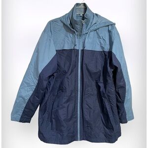 NIKE two tone blue full zip hooded windbreaker size medium